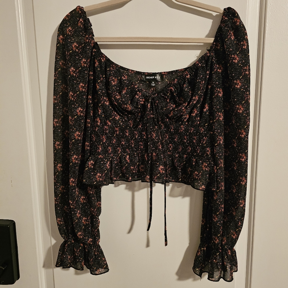 Womens French Kiss Dressy Crop Top Size Medium